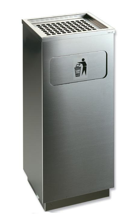 Papelera Cenicero 40L de Acero Inoxidable Satinado | Resistente para exterior y zonas de fumadores papelera-cenicero-40l-acero-inoxidable-satinado-exterior