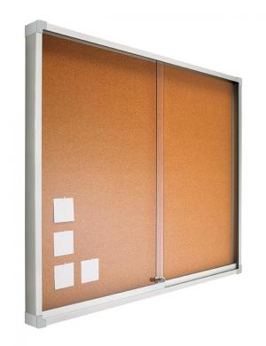 Vitrina mural de anuncios de corcho natural | Puertas correderas y cerradura vitrina-mural-anuncios-corcho-natural-correderas