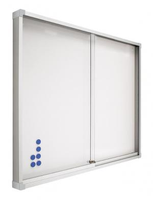 Vitrina mural de anuncios magnética con puertas correderas | Marco aluminio y cerradura vitrina-mural-anuncios-magnetica-puertas-correderas
